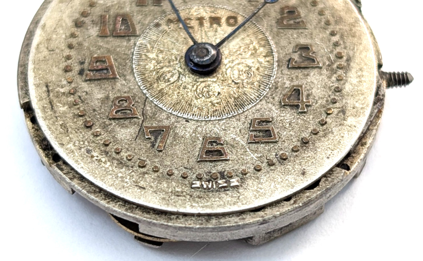 Vintage METRO 11C Chronometer 6j Art Deco 24mm Swiss Watch Movement PARTS REPAIR