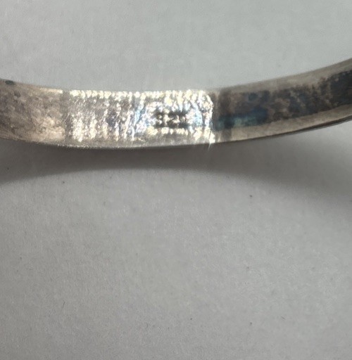 Vintage Sterling Silver Hinged Bangle Bracelet Safety Chain 8.8 Grams Etched