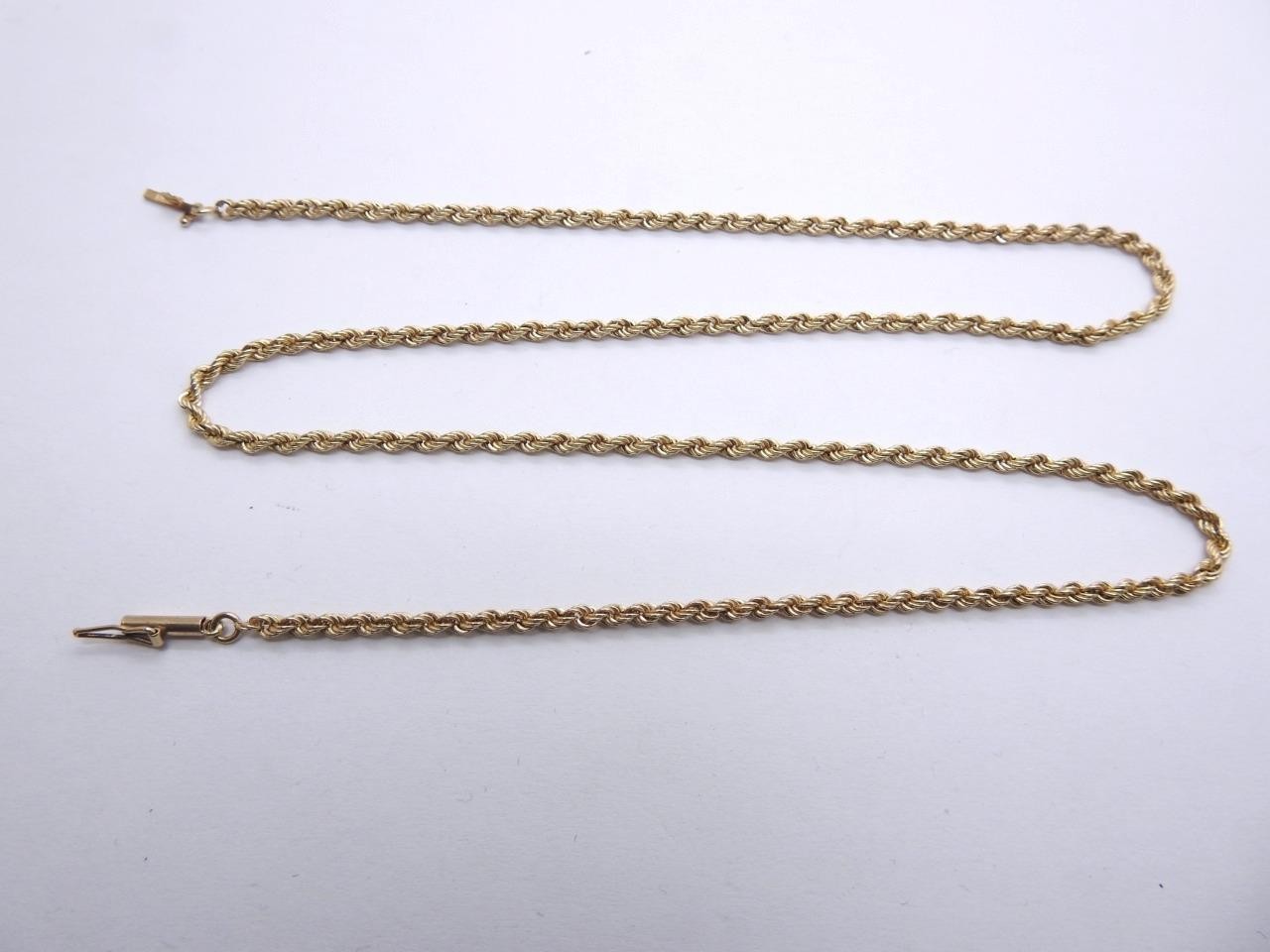 14K Solid Yellow GOLD Rope Chain Necklace 20.5″ inch 11.1 Grams 2.50 mm