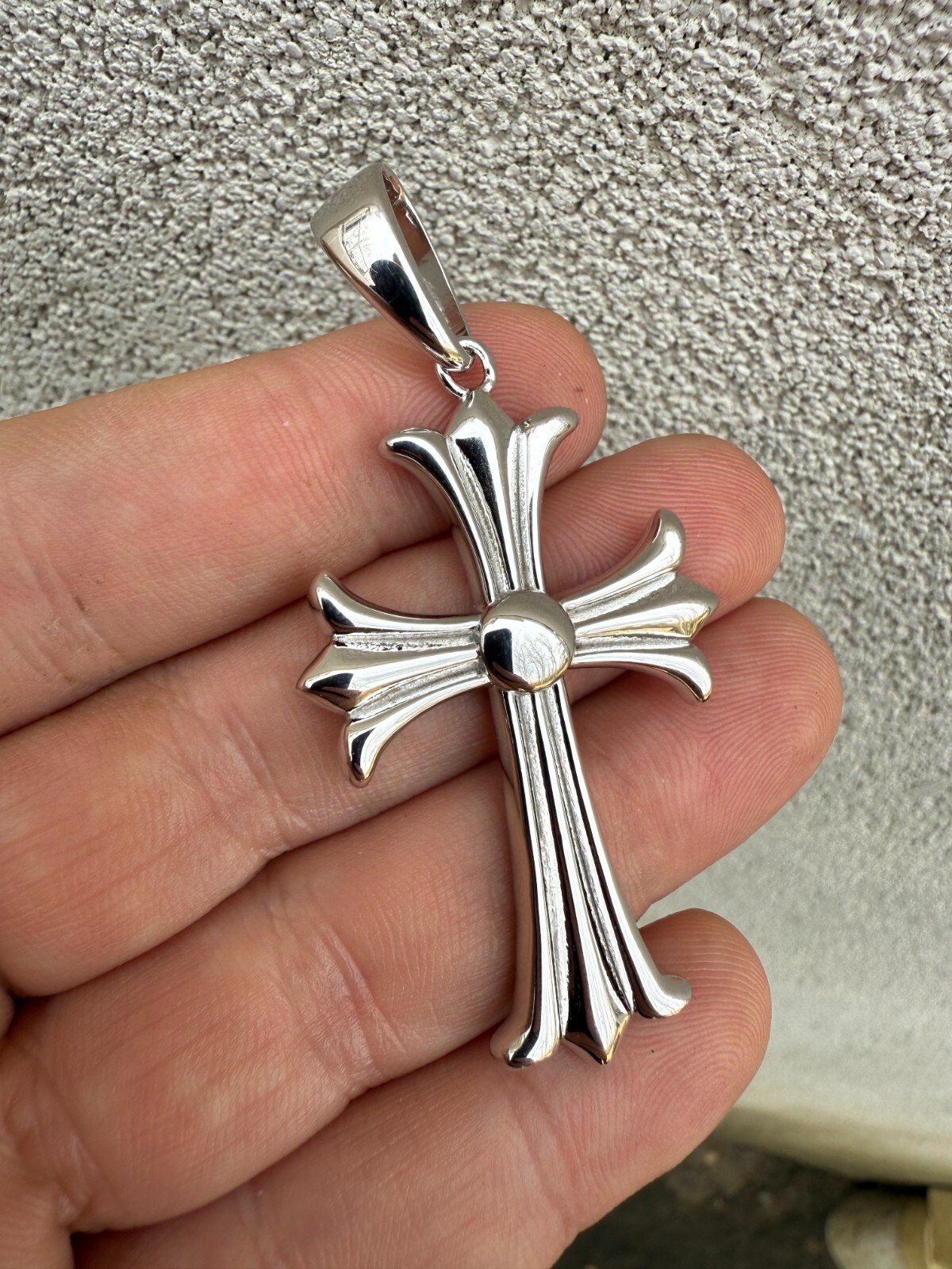 Gothic Cross Plain Real 925 Sterling Silver Pendant Necklace Hearts Of Chrome