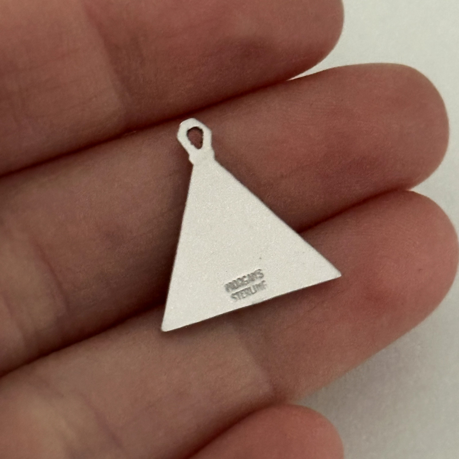 Vintage 925 Sterling Silver Music Note Triangle Shaped Charm Pendant