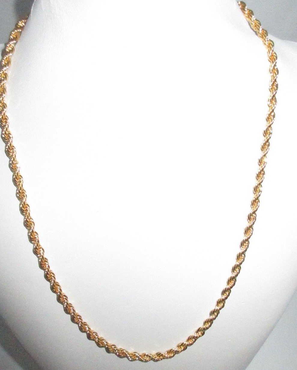 24KGP Plated Gold Necklace Thick Twisted Chain Elegant 23″ Shiny Unique Bin8