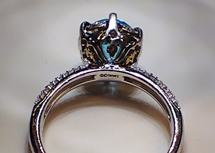 Zales Enchanted Disney Aladsin 10mm Swiss Blue Topaz 1/3 CT Diamond 10k And 925