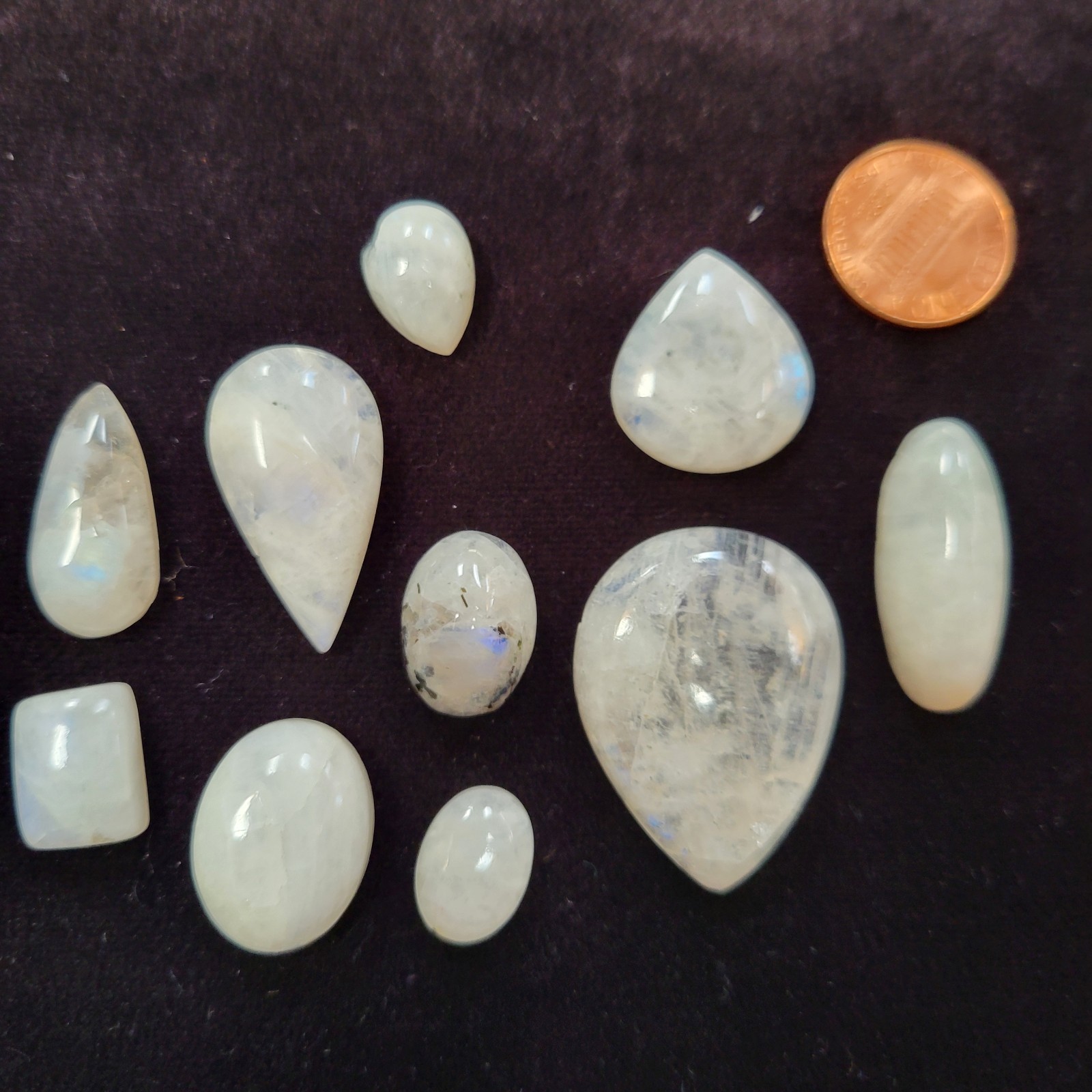 10 Moonstone Cabochons 171 Carats total Flashy Natural Stones