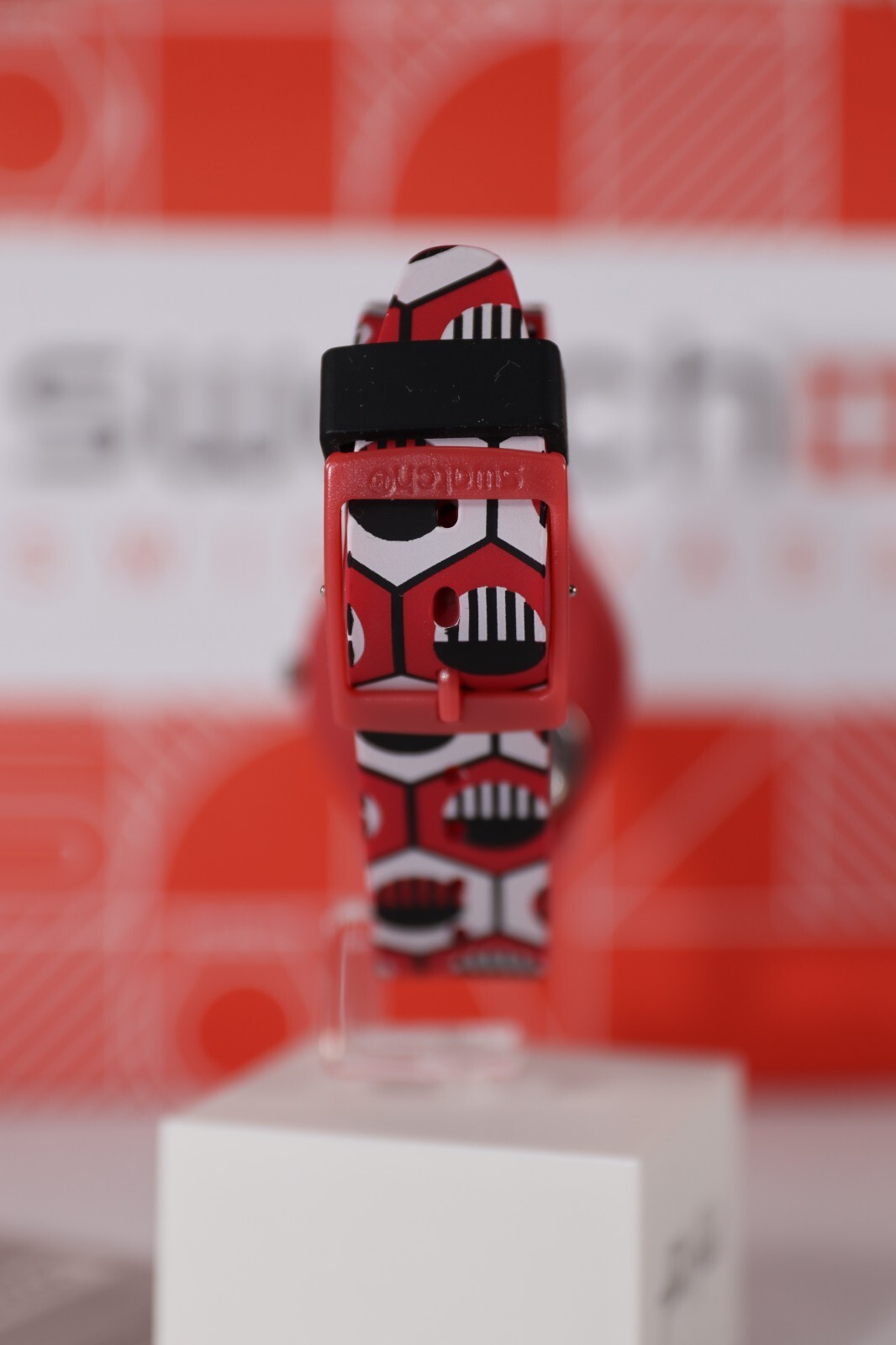 New Swiss Swatch Originals Swaiti Red Multicolor Silicone Watch 34mm GR163 Black