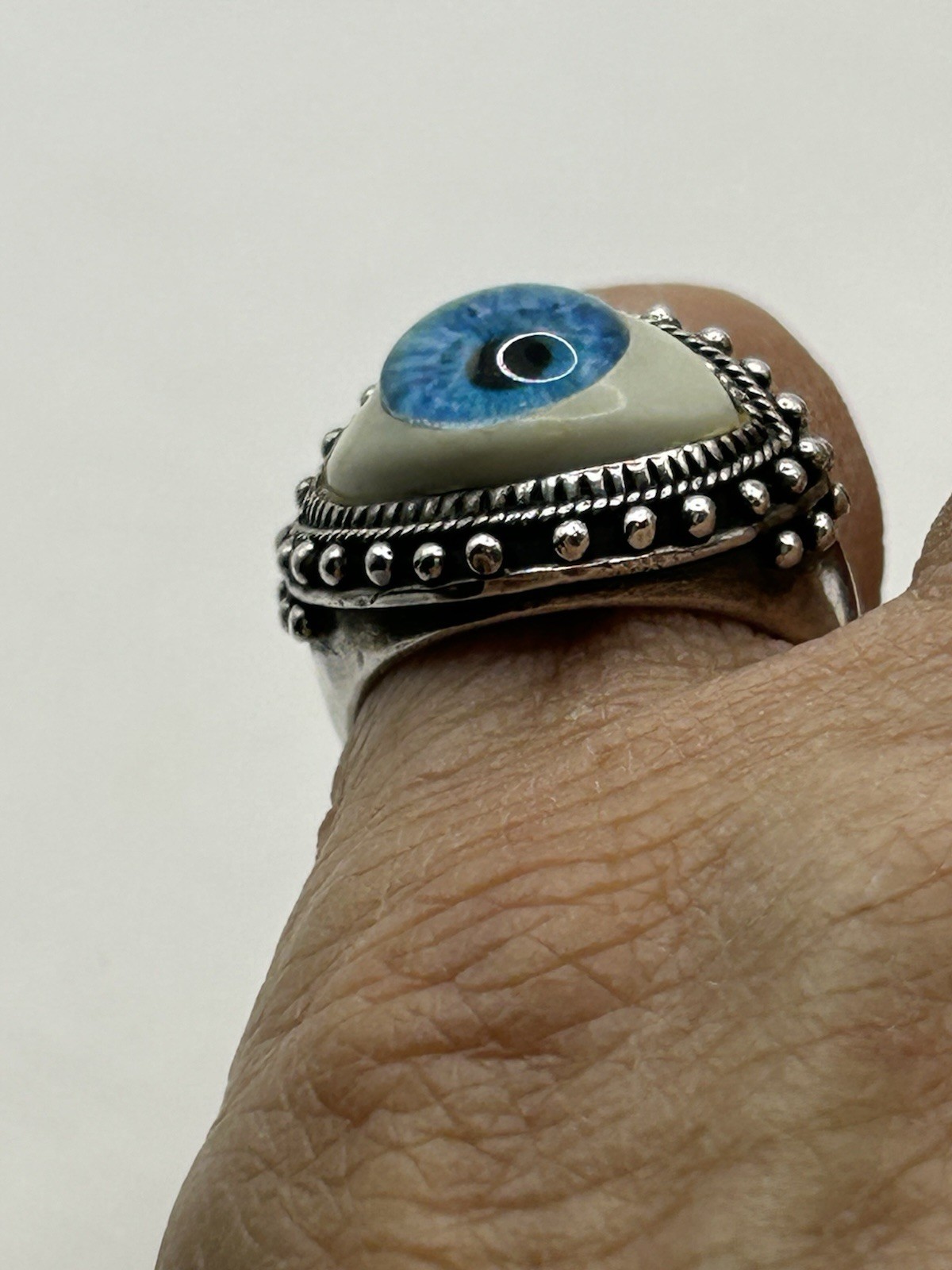 VTG Sterling Silver Human Eye Eyeball Men’s Pinky Ring Size 7.75 8.8 grams