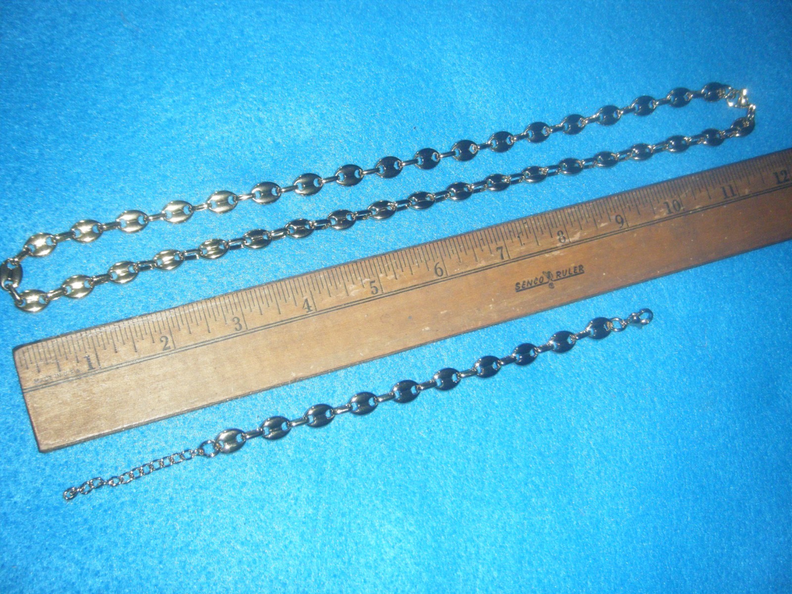 LOT OF 14 KT. GOLD PLATED JEWELRY 24 in. 5mm. GUCCI LINK CHAIN & BRACELET