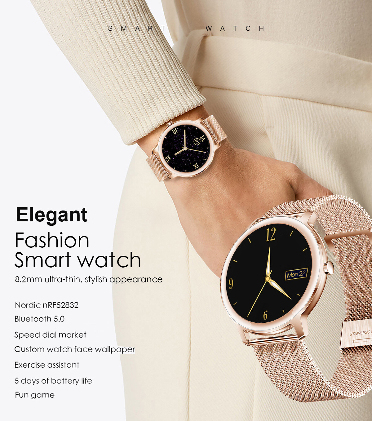 Women Girls Female Bluetooth Smart Watch Fitness Tracker Wrist Watch Pedometer