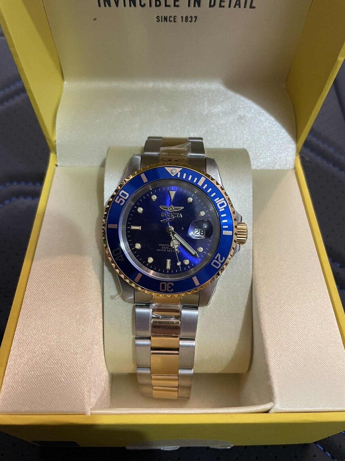 Invicta 26972 Pro Diver Blue Dial Two Tone Silver Gold Tone Mens Bracelet Watch