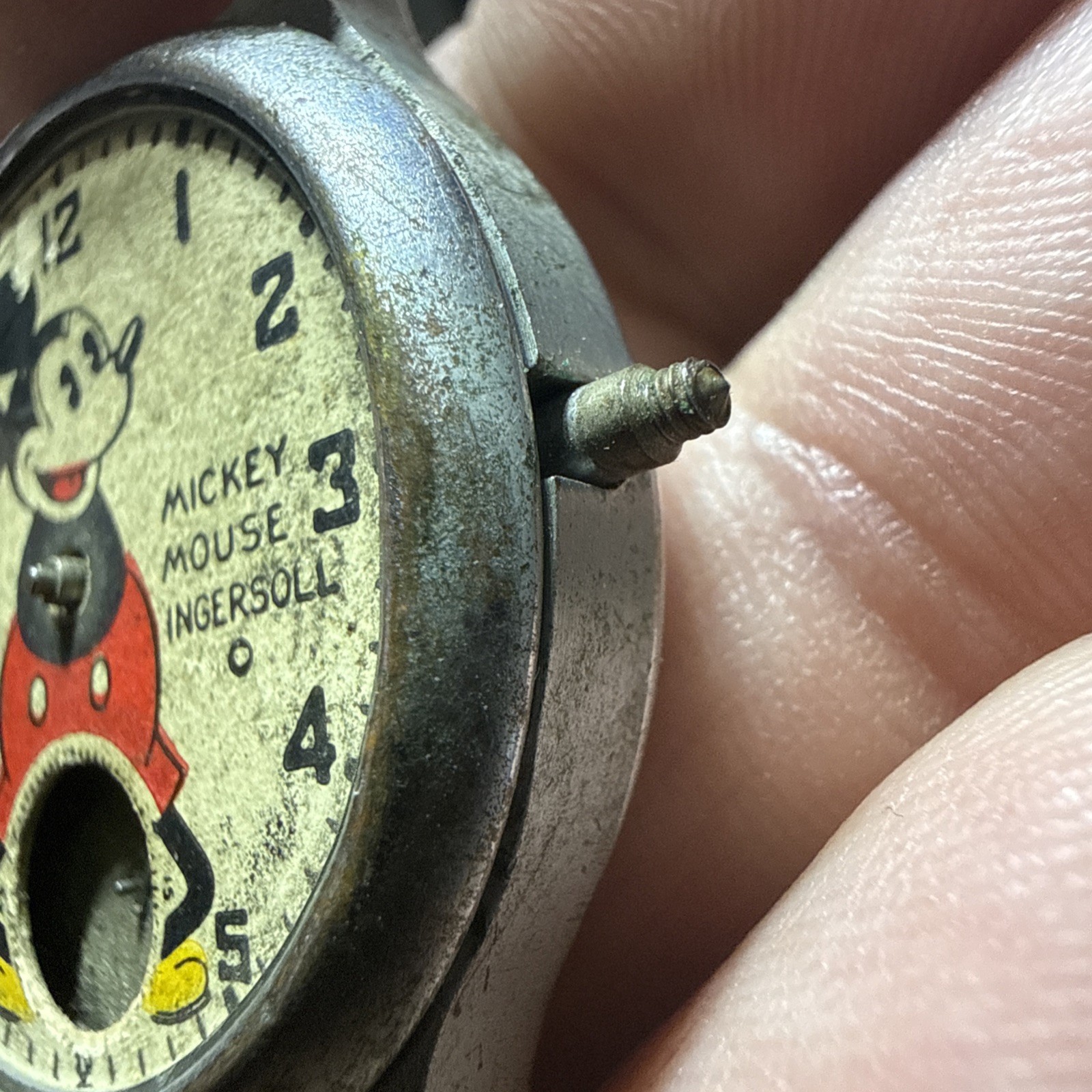 Vintage Ingersoll Mickey Mouse Men’s Mechanical Wristwatch USA Chrome Plated
