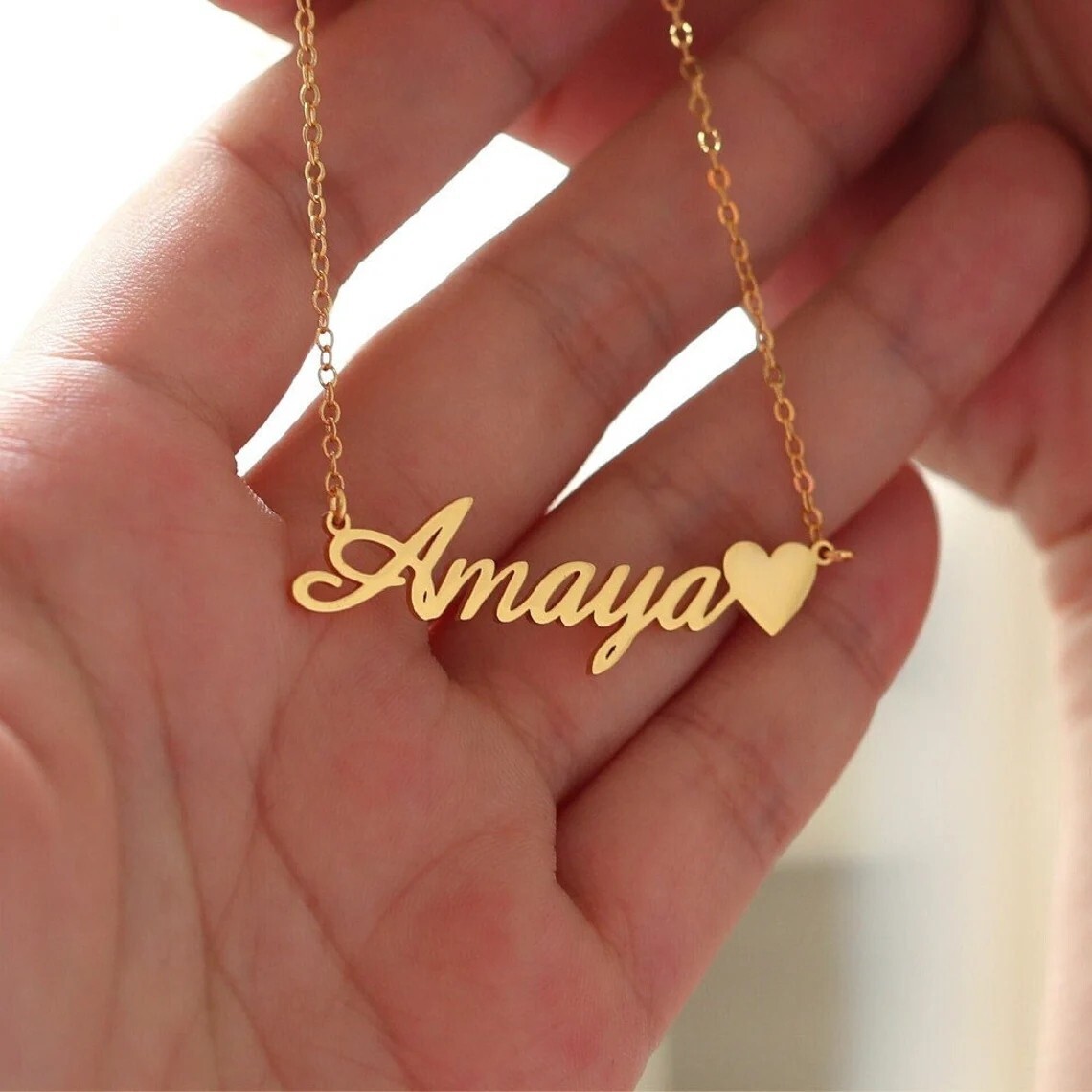 Personalized Custom Name Necklace Women Stainless Steel Nameplate Pendant Gift