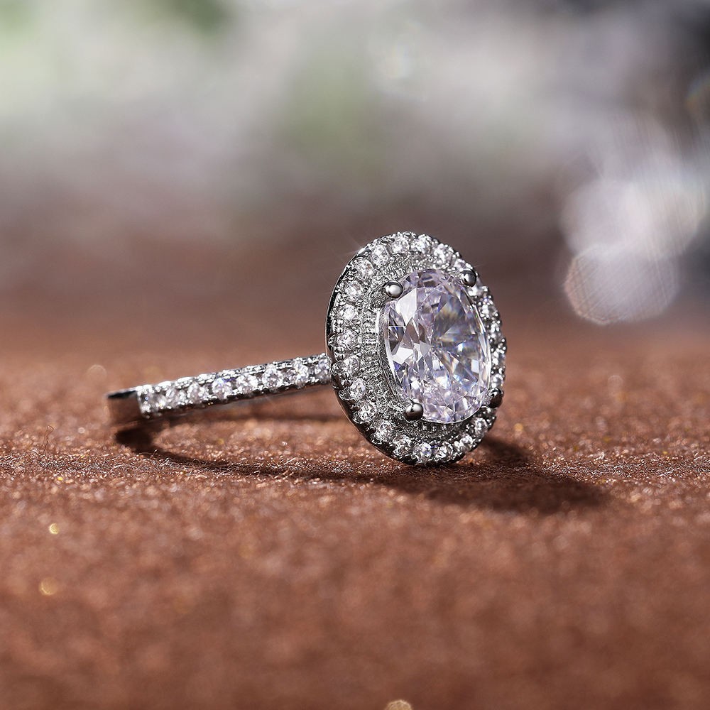 4 Ct oval cut real moissanite wedding engagment ring 14k white gold plated