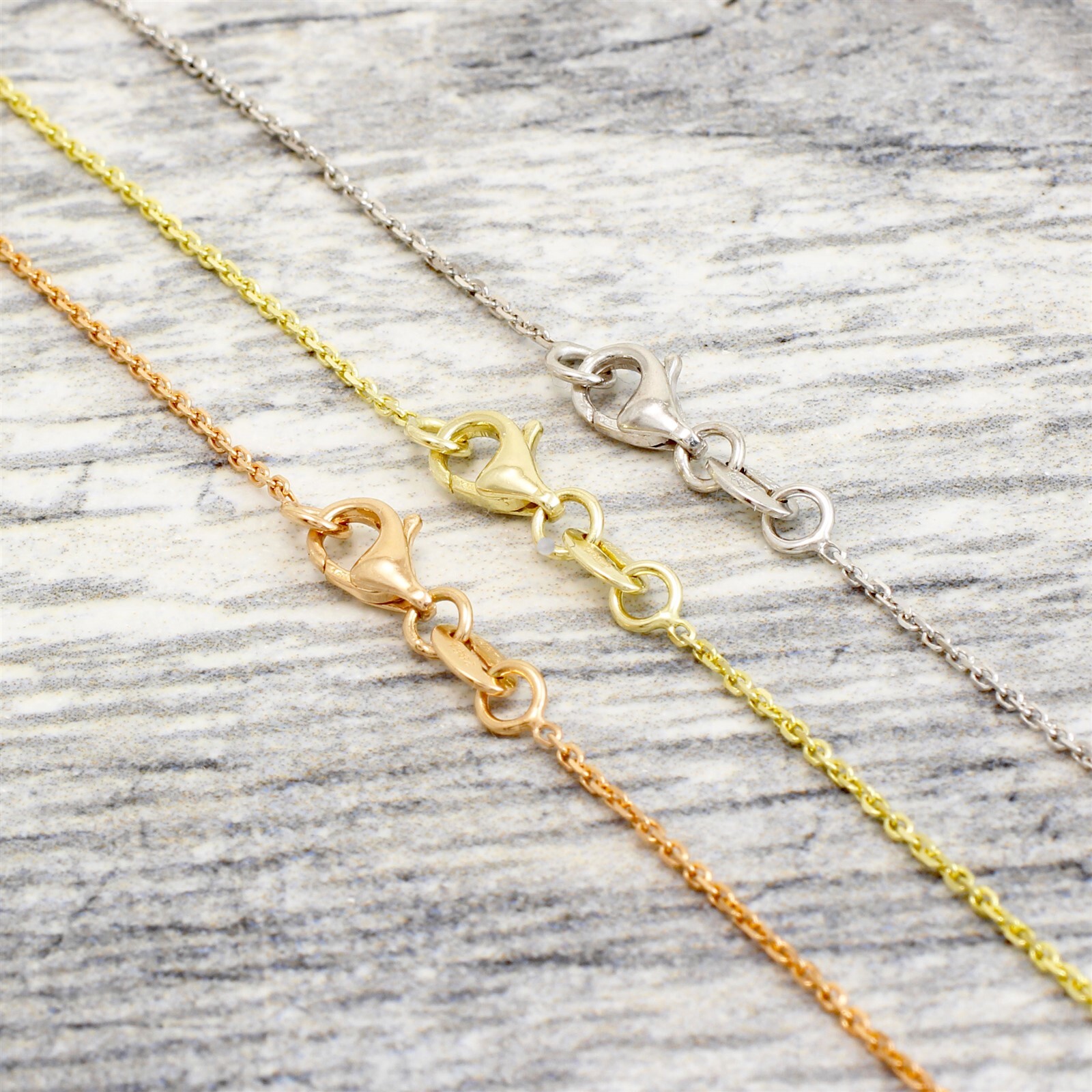 Guaranteed 10K or 14K Yellow White or Rose Gold 1mm Cable Rolo Chain Necklace