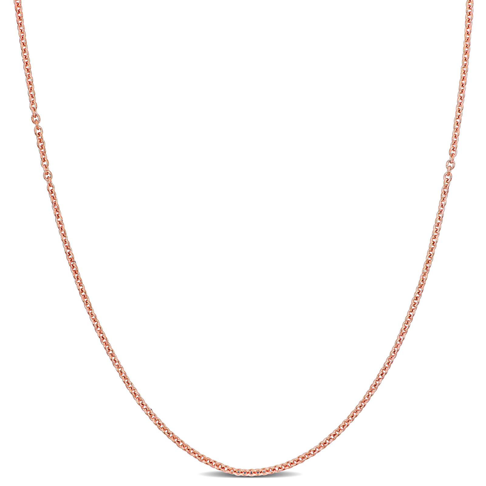 Amour 10K Rose Gold 0.8mm Round Cable Chain Necklace – 17 in.