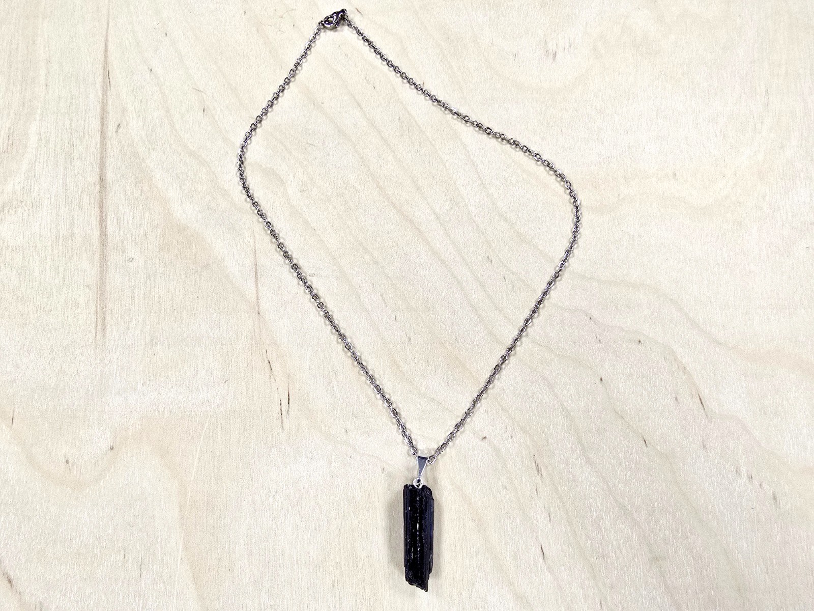 Black Tourmaline Pendant Raw Natural Crystal Necklace for Protection