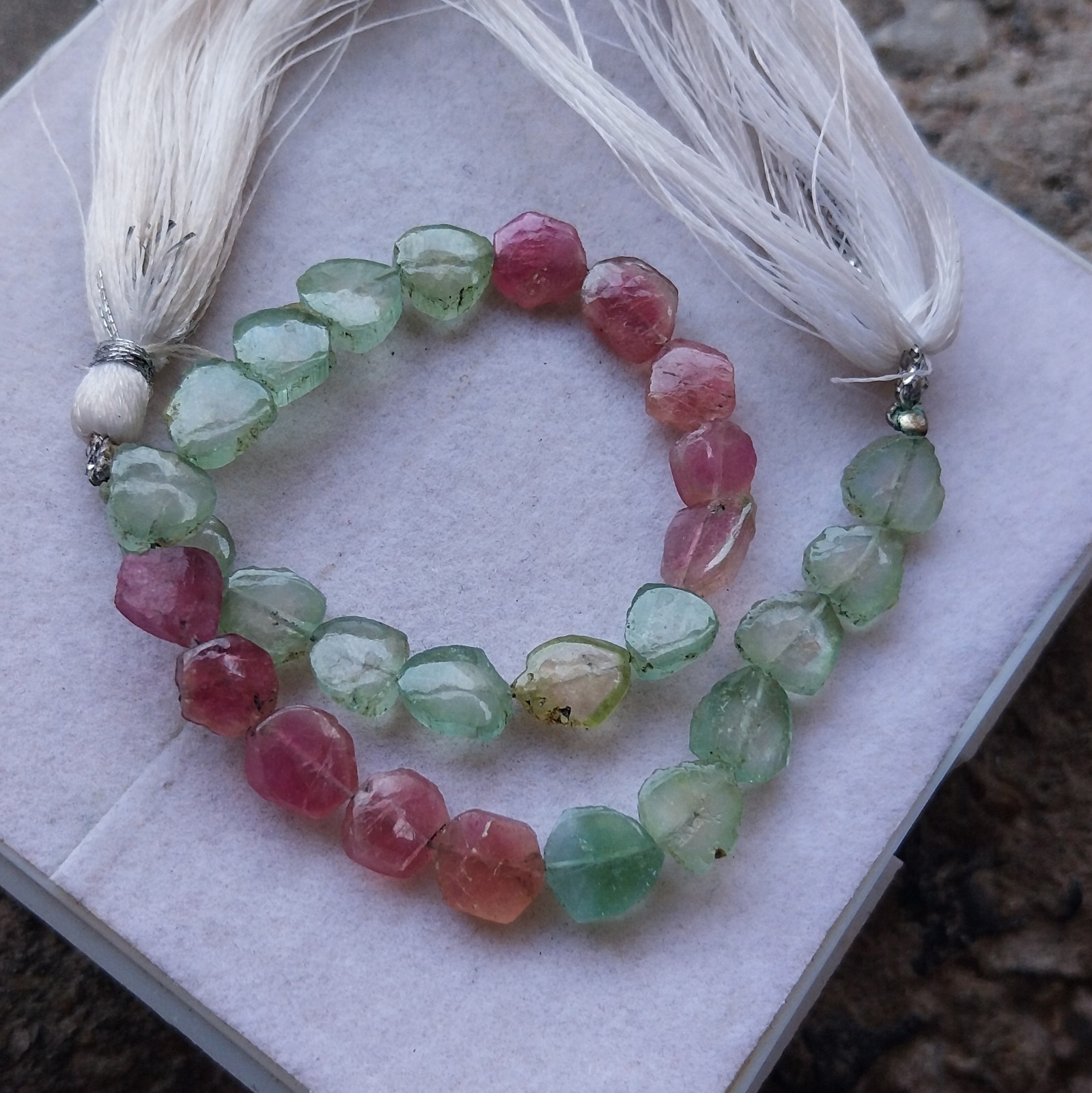 38 Carat 6×7 to 6.5×7.5 MM Natural Center Drilled Multi Tourmaline 8 inch Beads