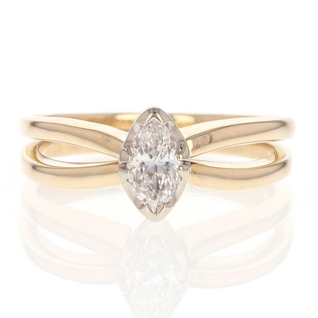 .31ct Marquise Cut Diamond Split Shank Engagement Ring 14k Yellow Gold Size 5