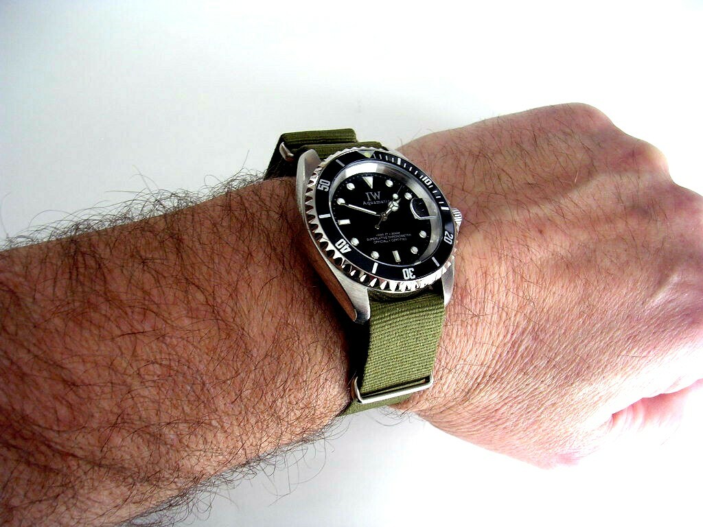 20mm Green NATO G10 Ballistic nylon Military combat watch band 2 pak IW SUISSE