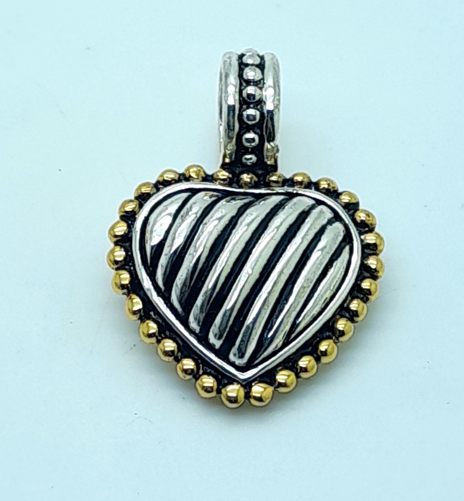 Vintage 3d heart shape black & Silver & gold Dot Texture fashion jewelry Pendant