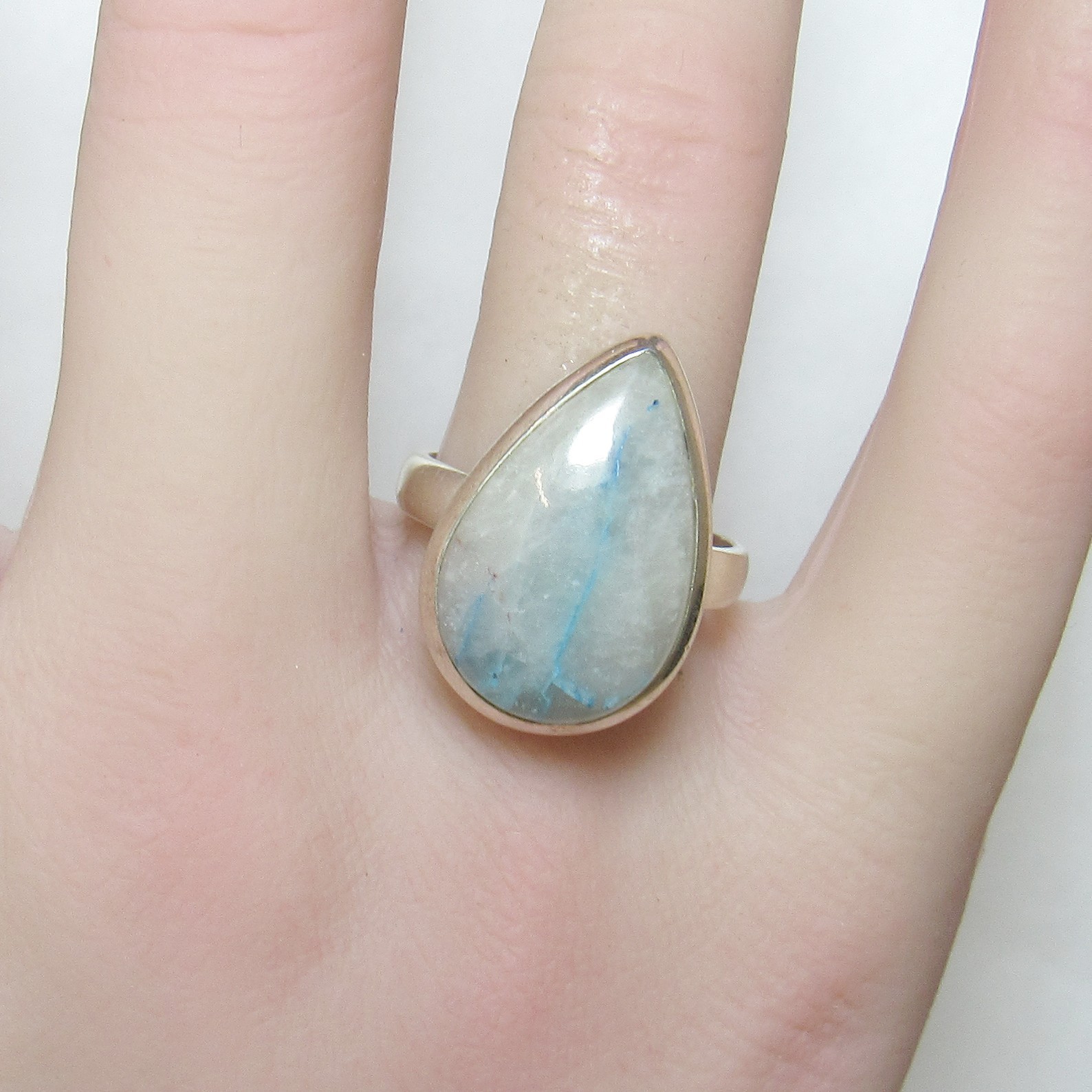 Sterling Silver 10.00 Ct Natural Pear Blue Accented Quantum Quattro Stone Ring