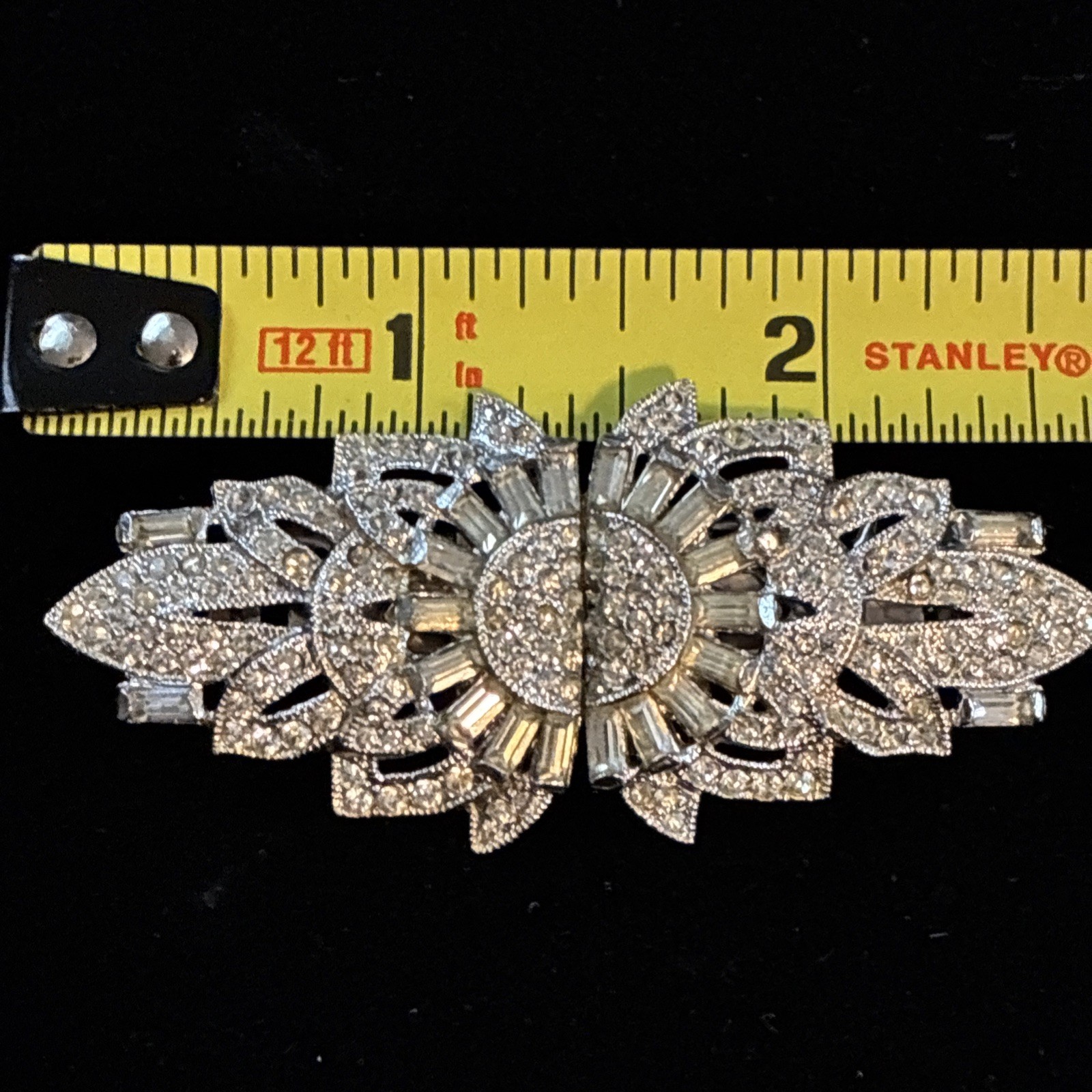 Vintage Coro Duette Rhinestone Baguette Sunburst Convertible Dress Clip Brooch