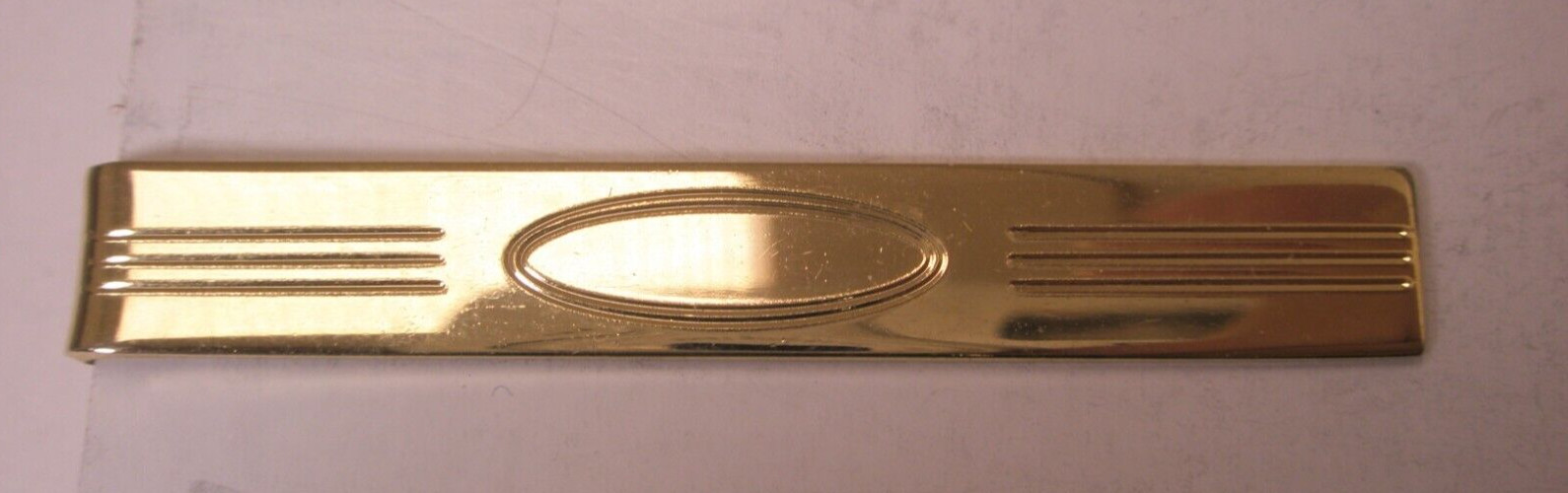 2″ Engrave Ready Simple Plain Design Gold Tone Vintage Tie Bar Clip