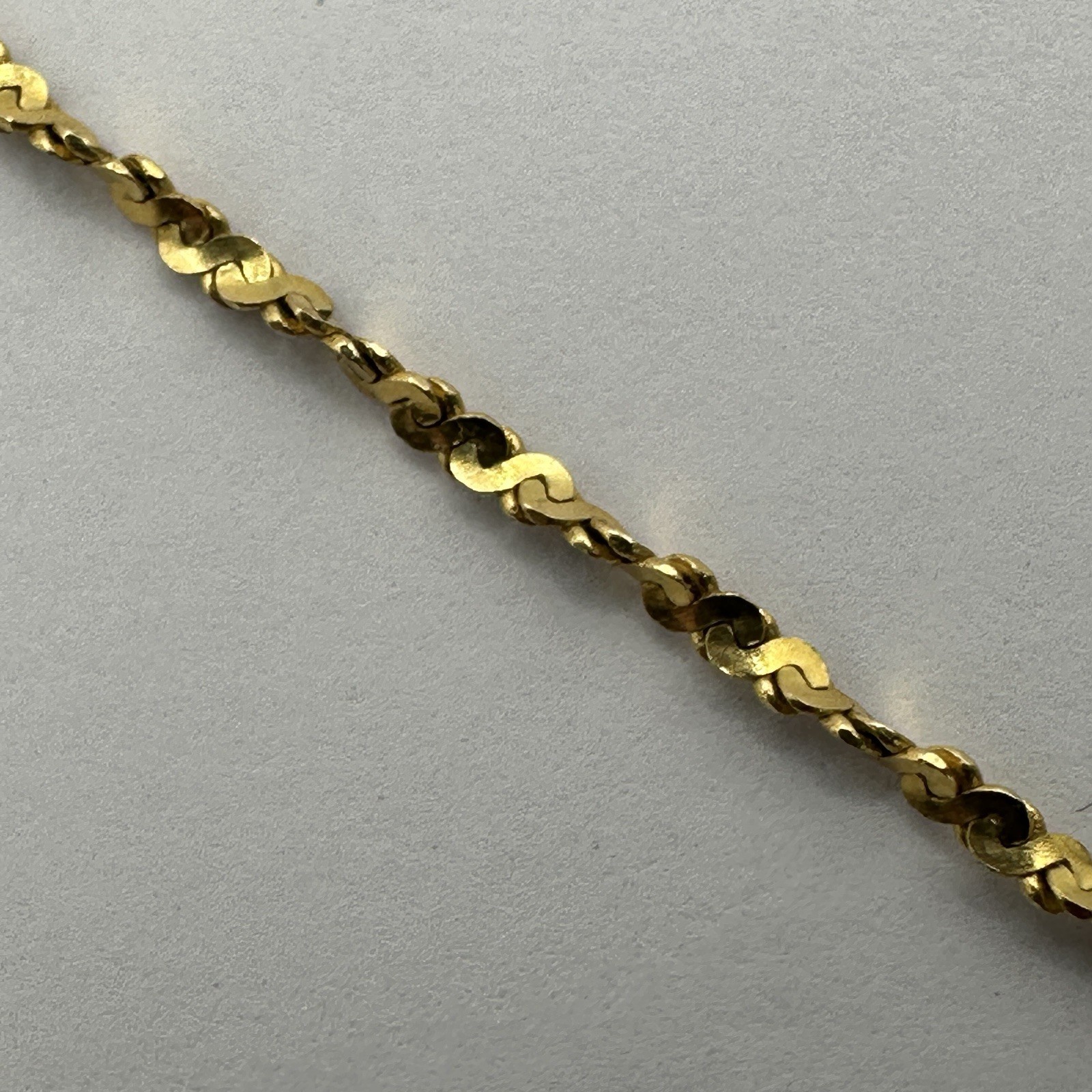 14K Yellow Gold Fancy S Link Bracelet 7.5” 1.98g Italy 585 Italian