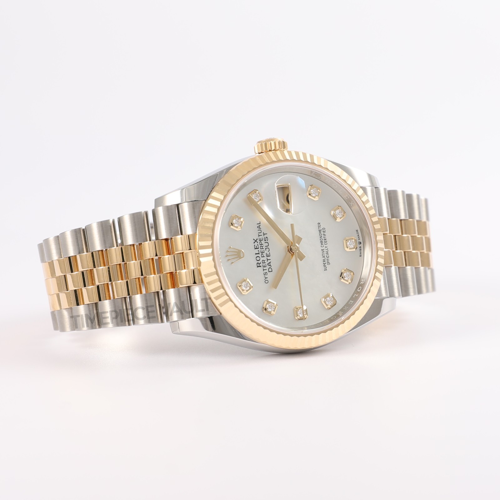 Rolex Datejust 126233 Steel & 18k Gold 36mm Jubilee White MOP Diamond Dial B&P