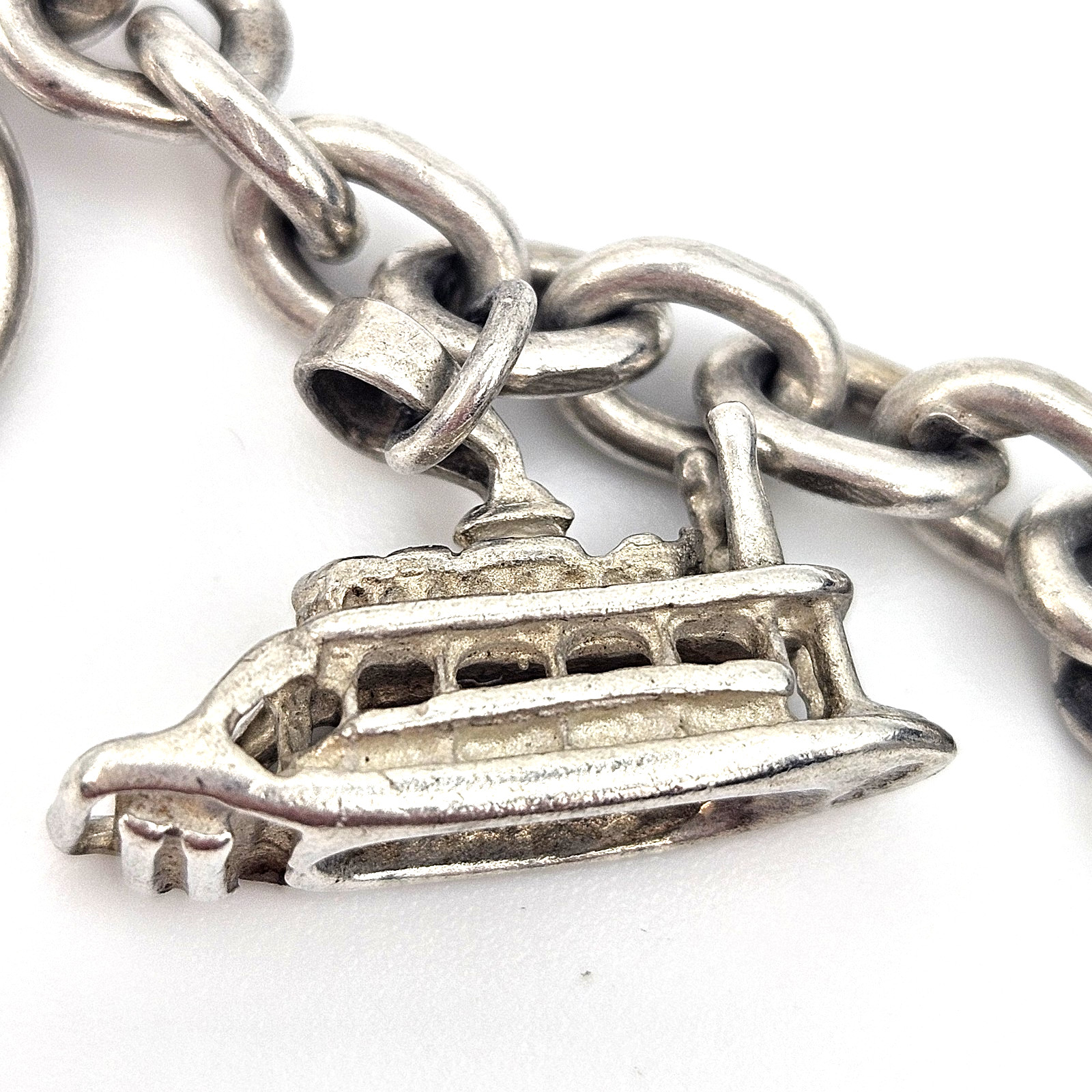 Vintage Sterling Silver 10 Charm Bracelet Nautical Animal Theme 35.4g