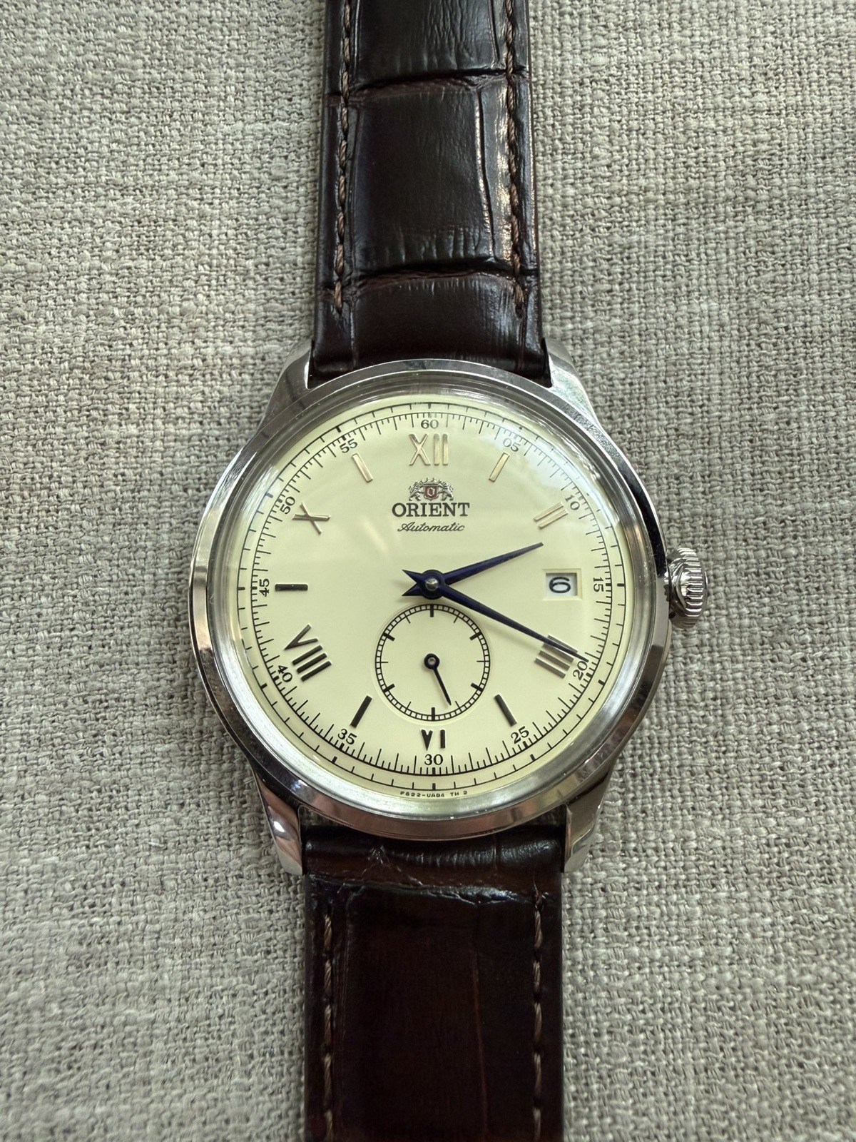 Orient Men’s Bambino Small Seconds Champagne Automatic 38mm Watch RA-AP0105Y