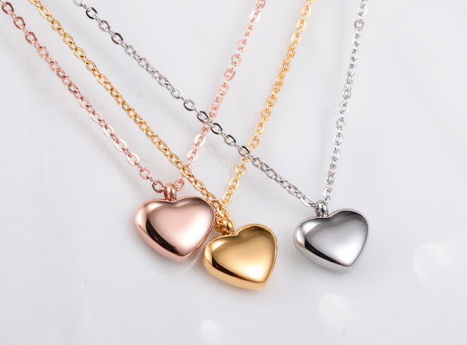 18KGP Gold Rose Gold Stainless Steel 316L Polished Heart Pendant Necklaces