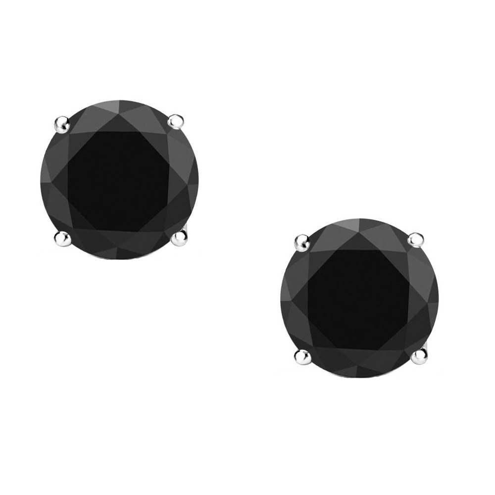 2.25 Ct Round Cut Black Earrings Studs Solid Real 950 Platinum Screw Back Basket