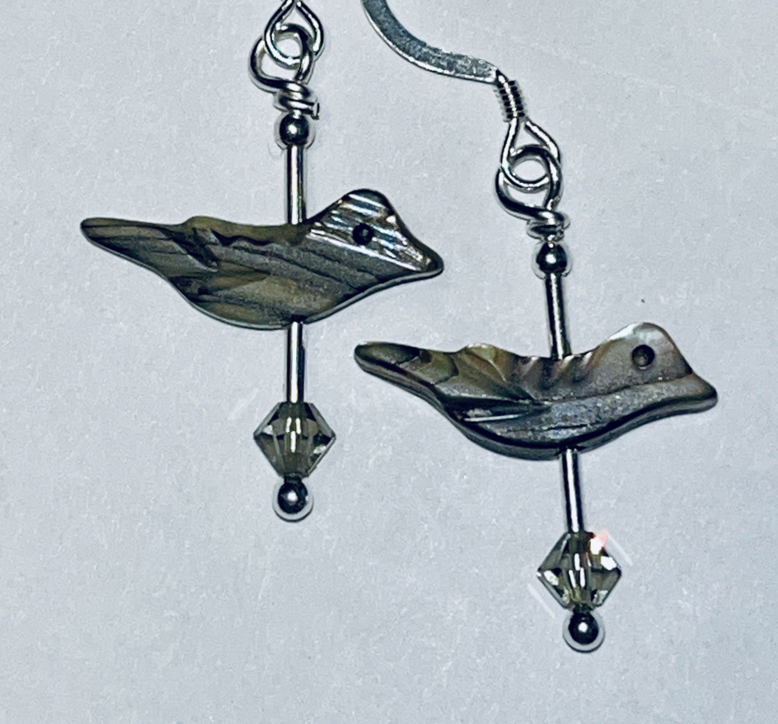 Sterling Silver Swarovski Crystal & Abalone Shell Earrings – Windsong OOAK