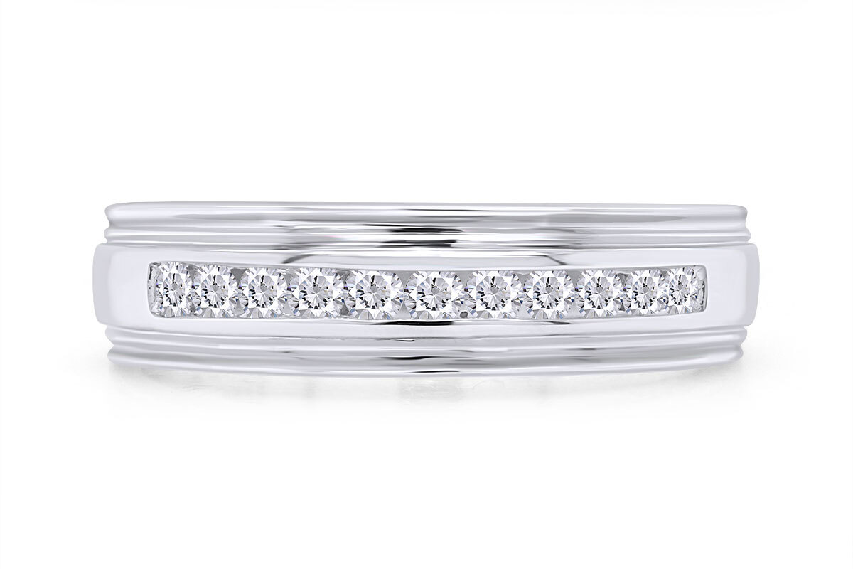 1/4ct Mens Natural Round Diamond Wedding Band Ring in 925 Sterling Silver