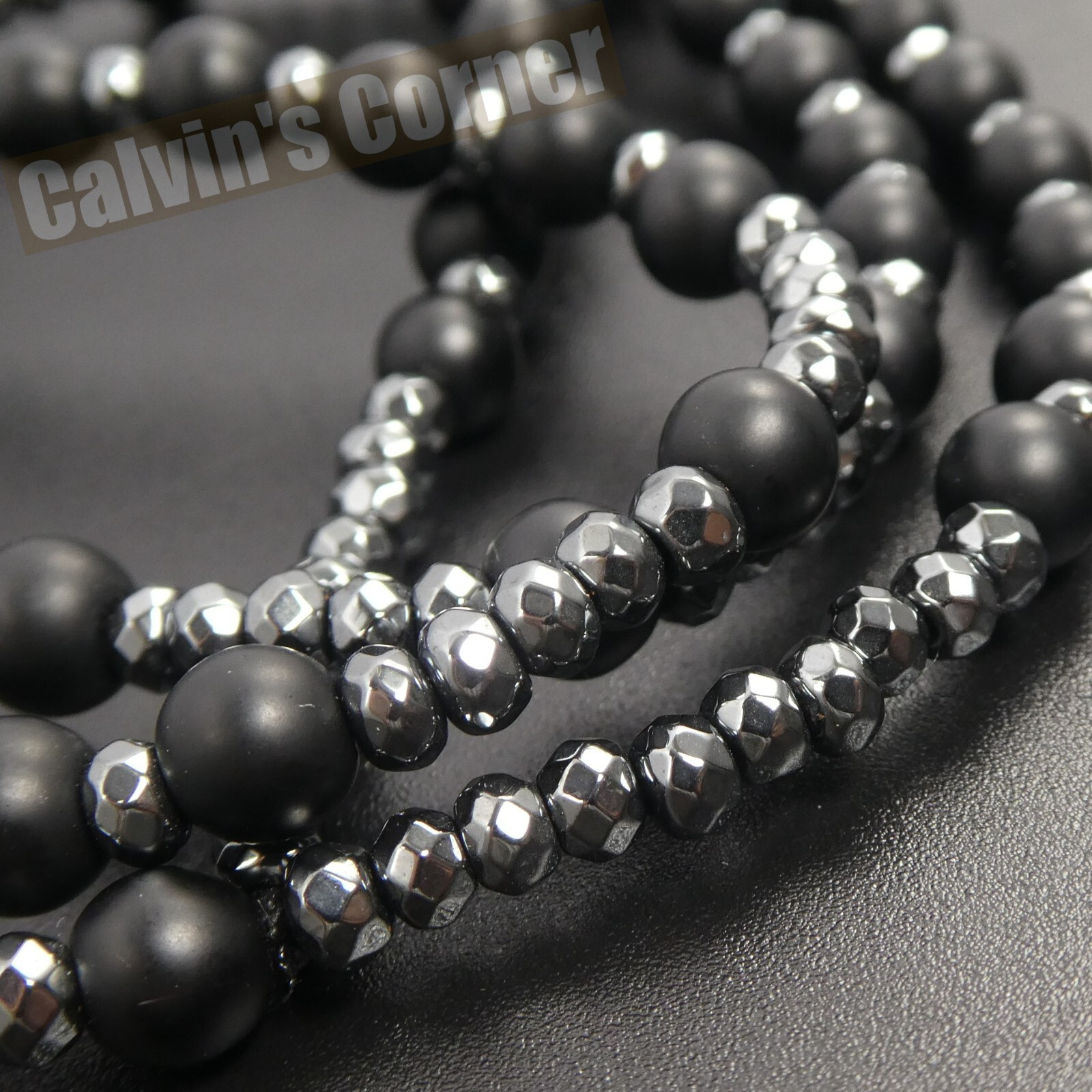 Matte Black Onyx Hematite Rosary Necklace Catholic Christ Cross Men Women Gift