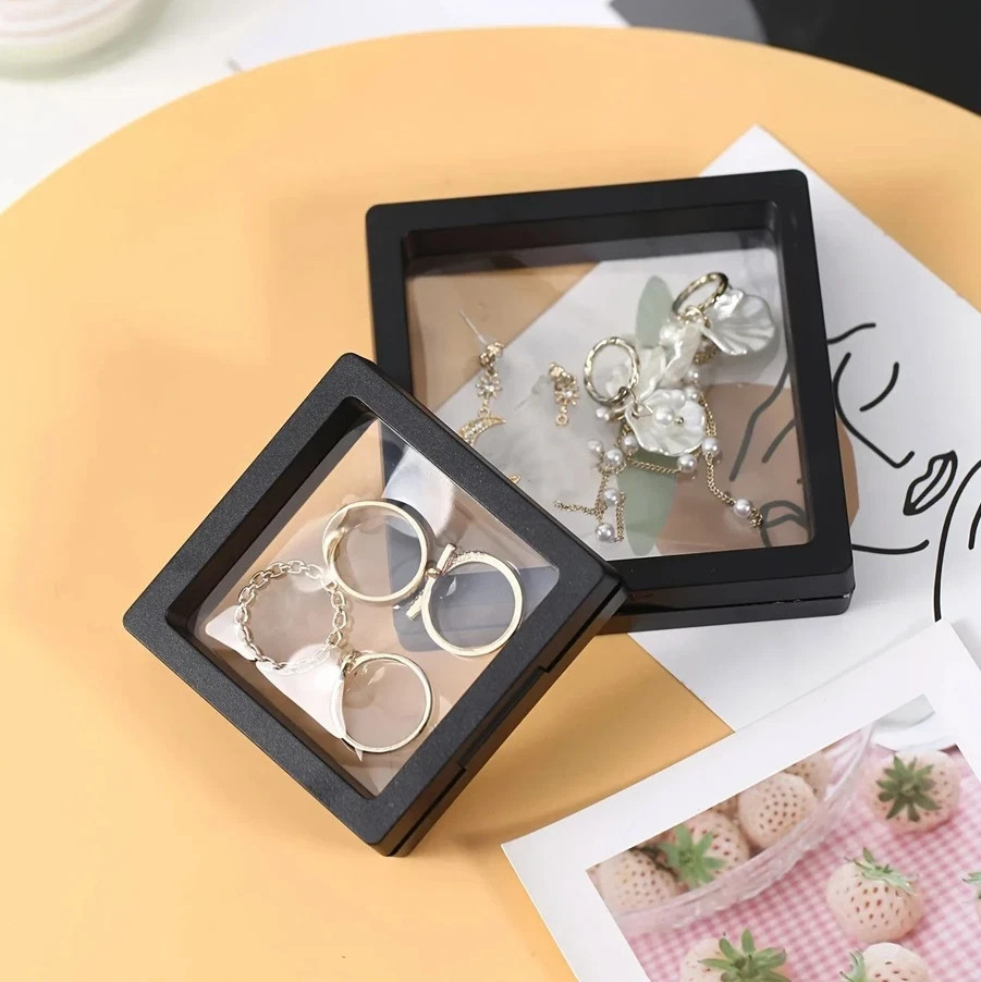 10pcs Transparent Floating Display Box Plastic Film Jewelry Packaging Case
