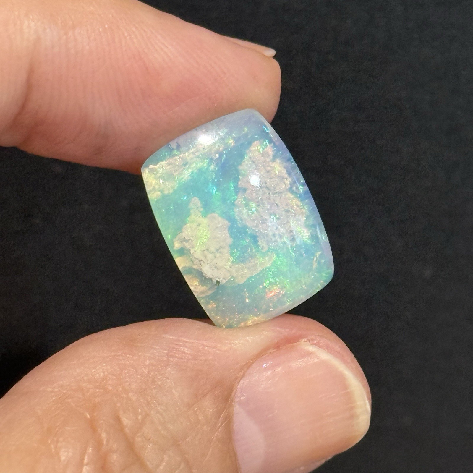 6.5ct 17.2×12.6×5.4mm Stardust Galaxy Ethiopian Welo Opal Cushion Cabochon Gem