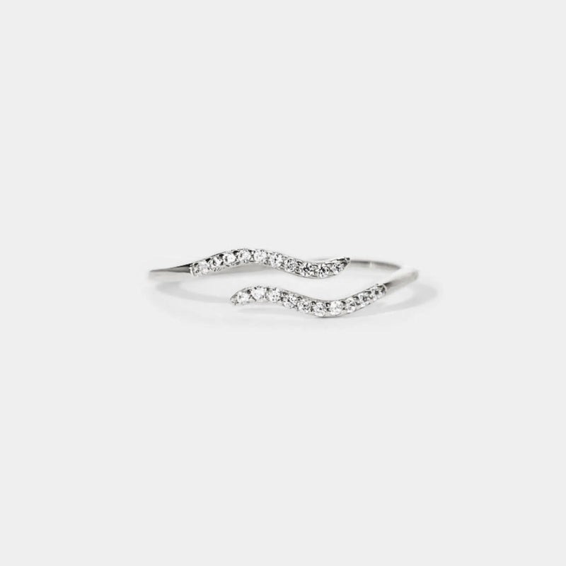 Dainty Gold Sea Ocean Wave Beach Stacking Bypass Ring in 925 Sterling Silver