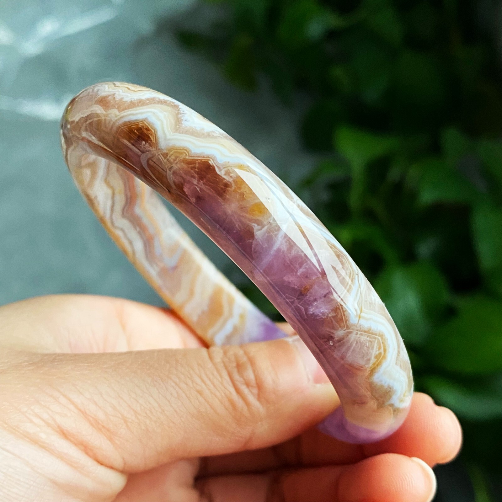 61mm Natural Rare Amethyst Agate Crystal Gemstone Bangle C9