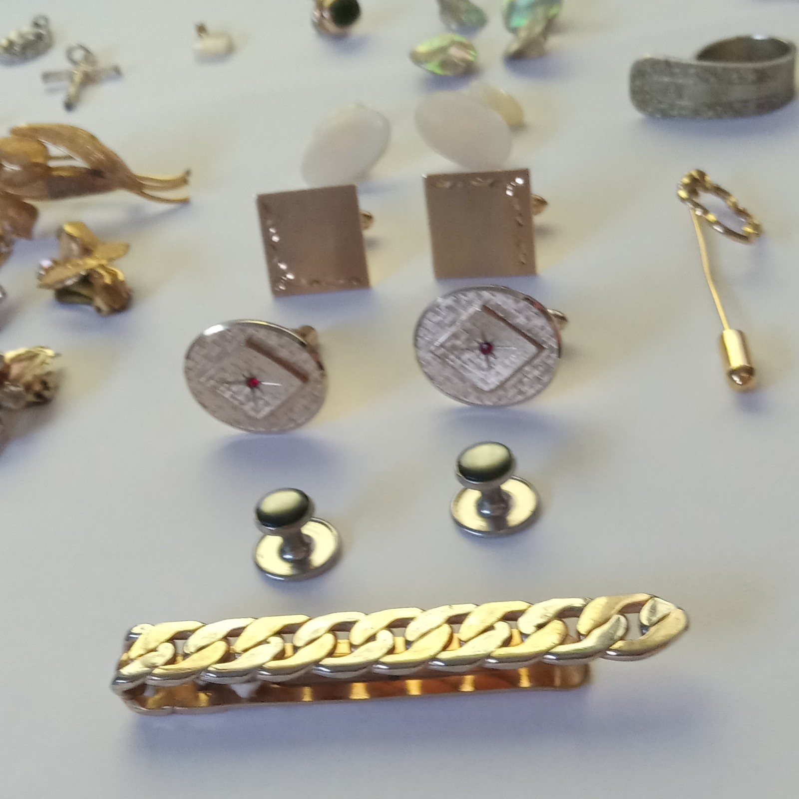 Vintage lot Of Jewelry Mixed Rings Earrings Bracelets CuffLinks Pins and more