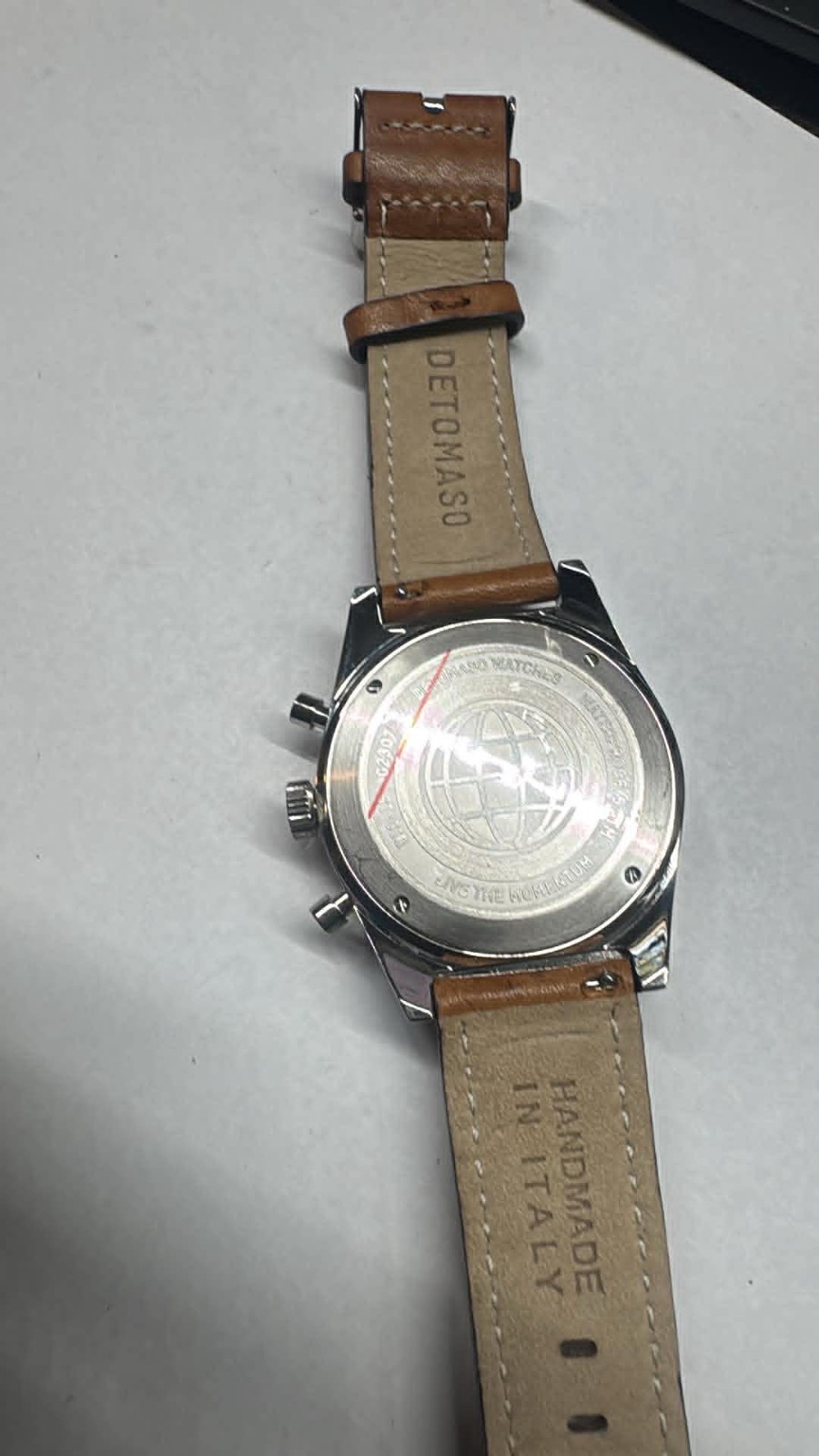NEW 43mm Mens SS Detomaso Quartz Chrono watch D10-15 G2307 (A40)
