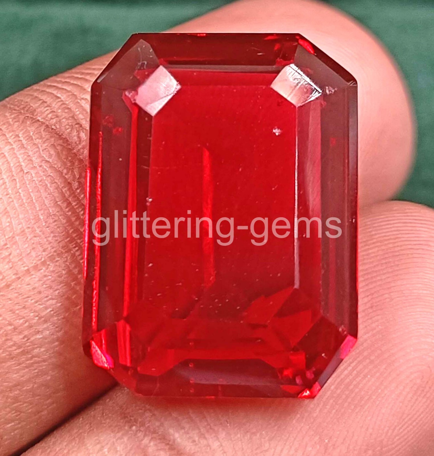 Natural Red Ruby 25.5 Ct Emerald Cut Certified Loose Gemstone 5AIH