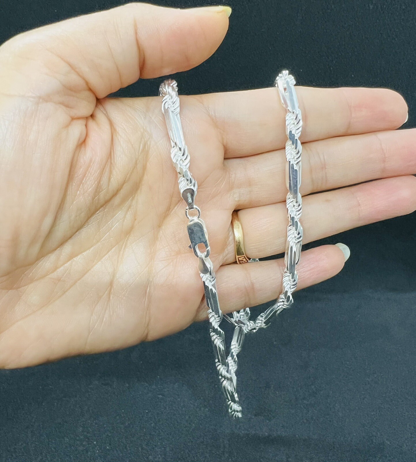 925 Sterling Silver Men’s Women’s Figarope chain Necklace 5mm 18″-28″