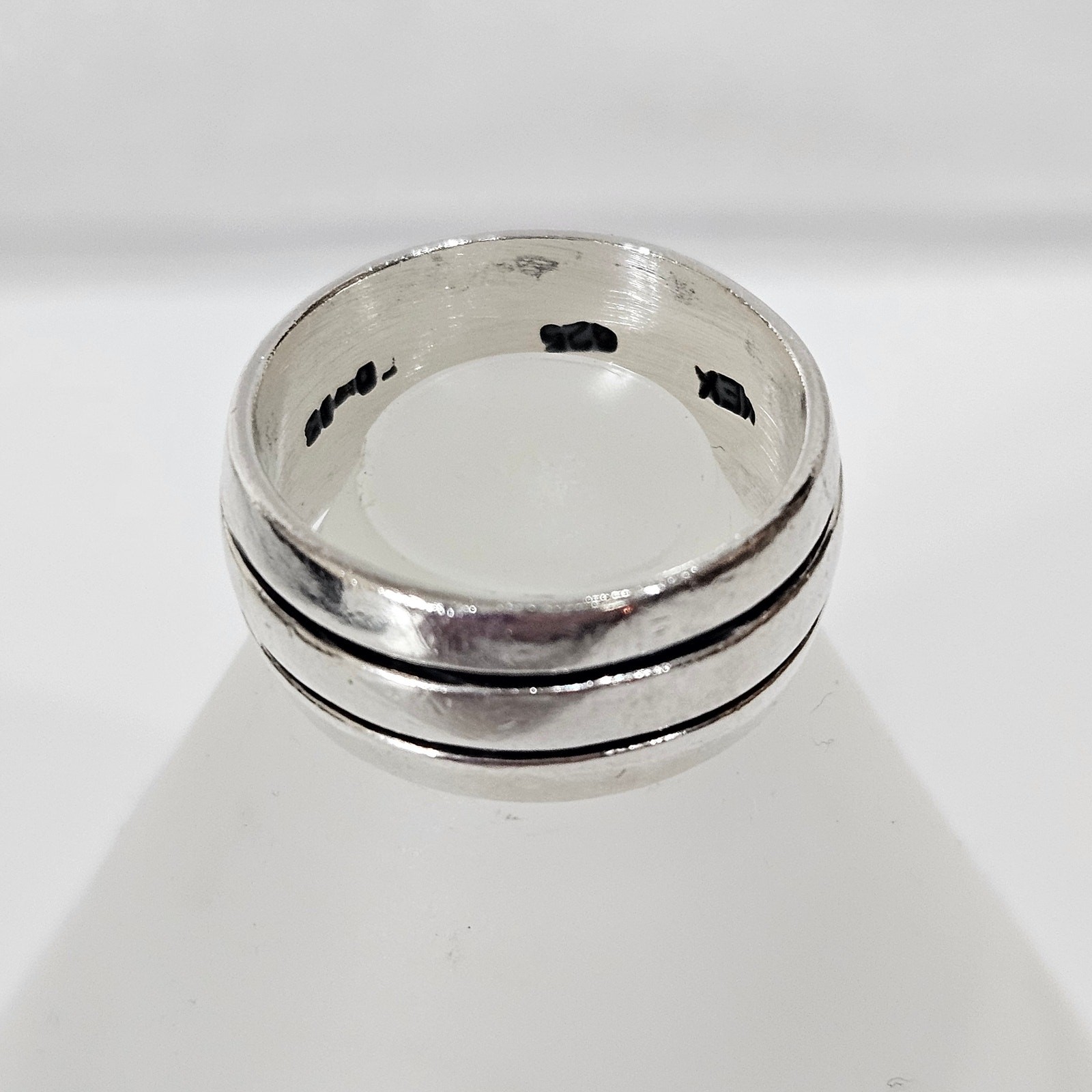 Vintage Mexican Double Grooved 3 Row 925 Sterling Silver 9.5mm Band Ring Size 7