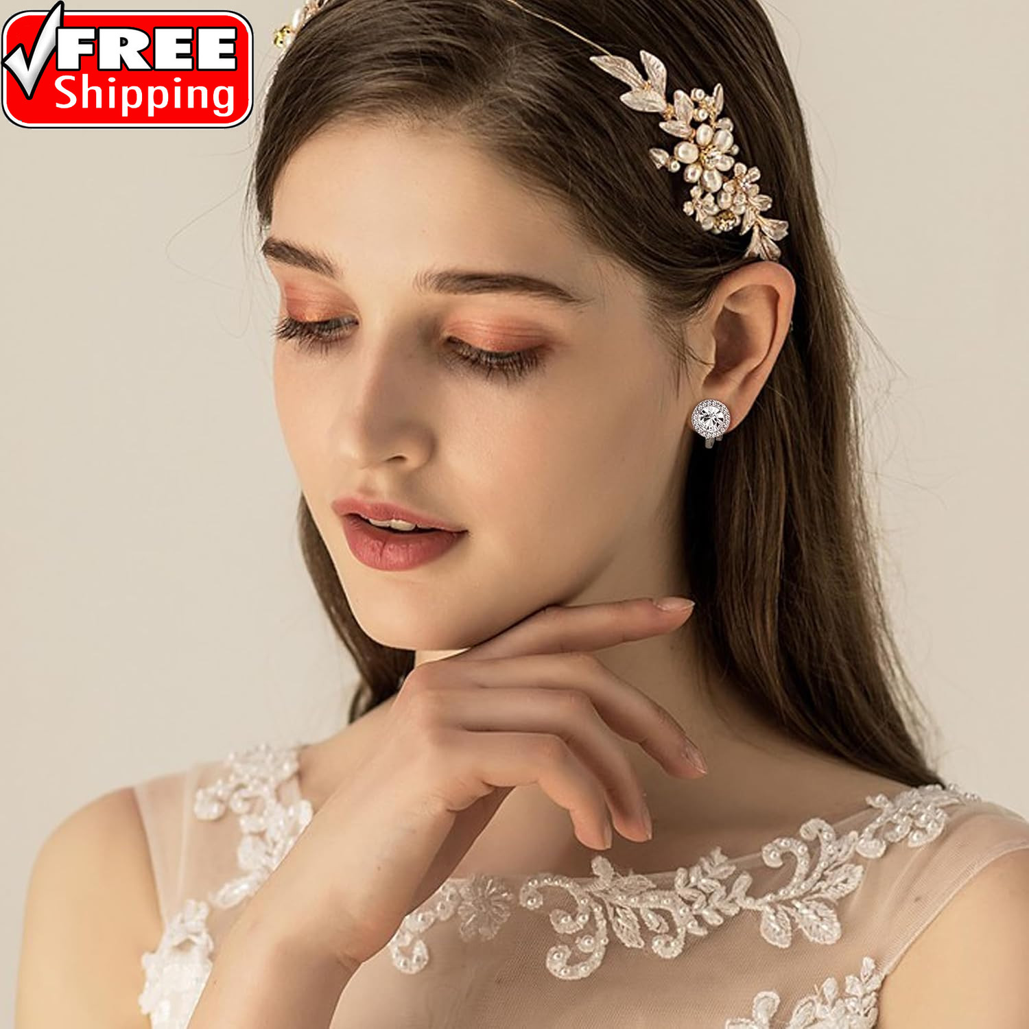 4 Pairs Silver Clip on Earrings for Women Elegant Rhinestone Clip on Earrings Da