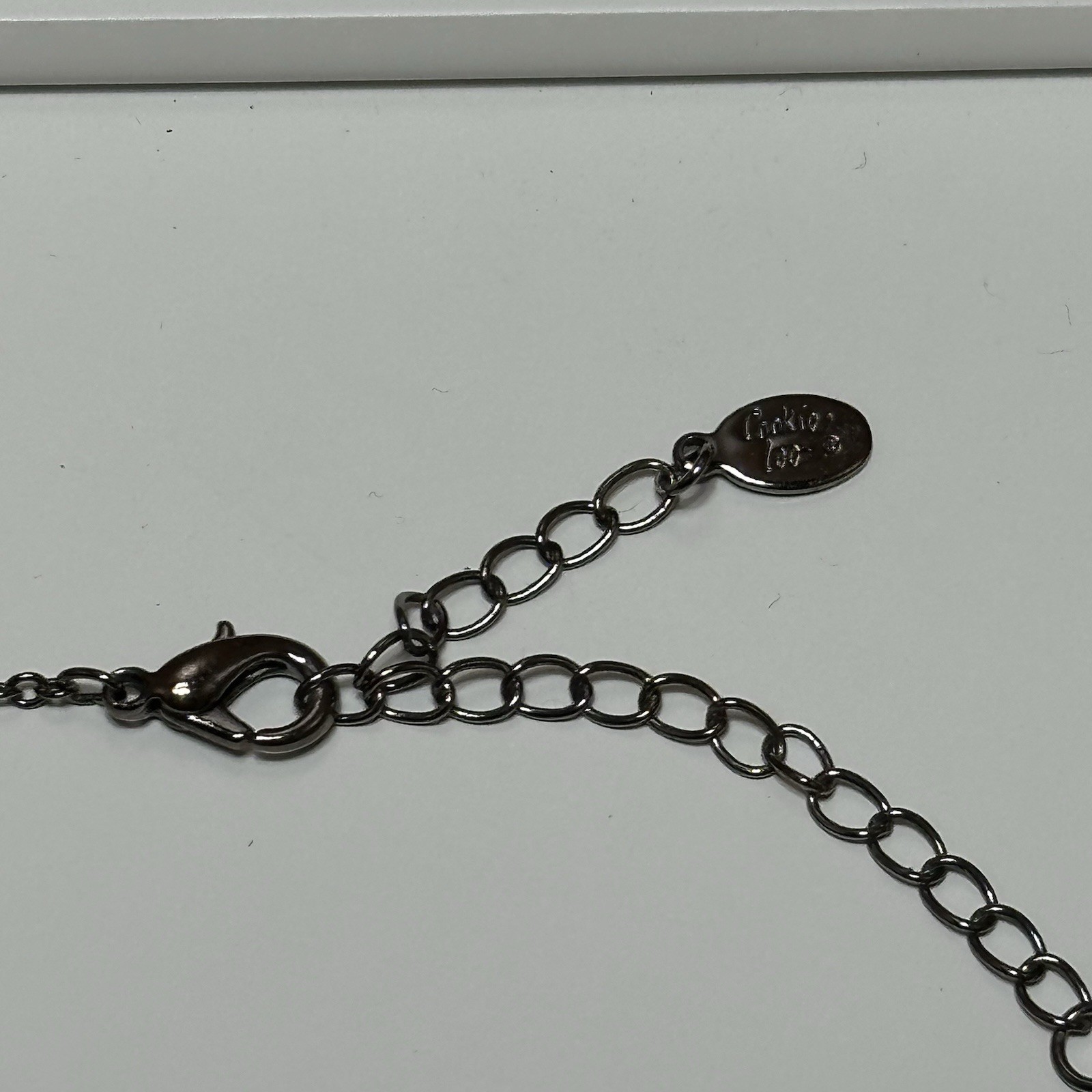 Black Beaded Necklace With Gunmetal Tone Metal Chain
