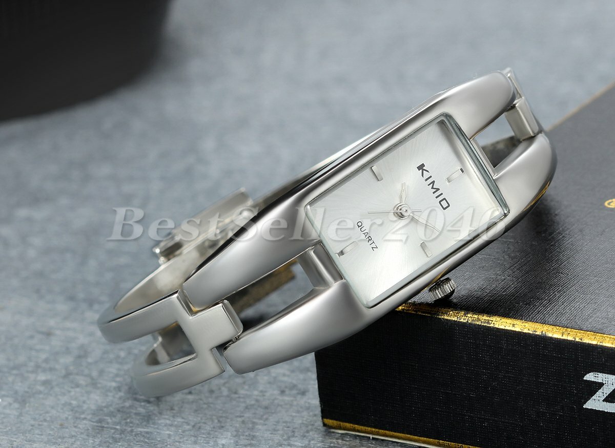 Women’s Causal Square Dial Stainless Steel Bangle Quartz Analog Wrist Watches