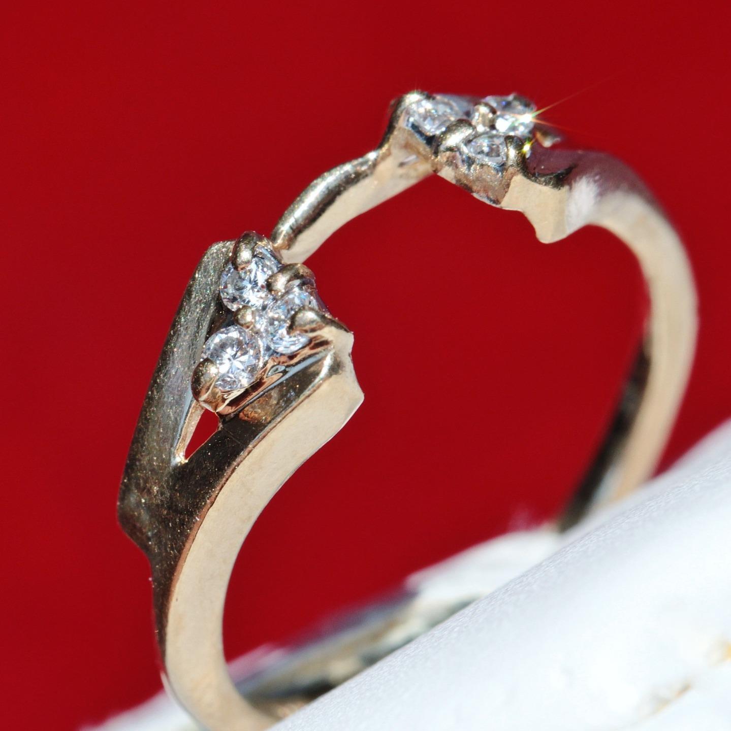 14k yellow gold ring enhancer 0.12c natural diamond size 6 solitaire wrap 1.95gr