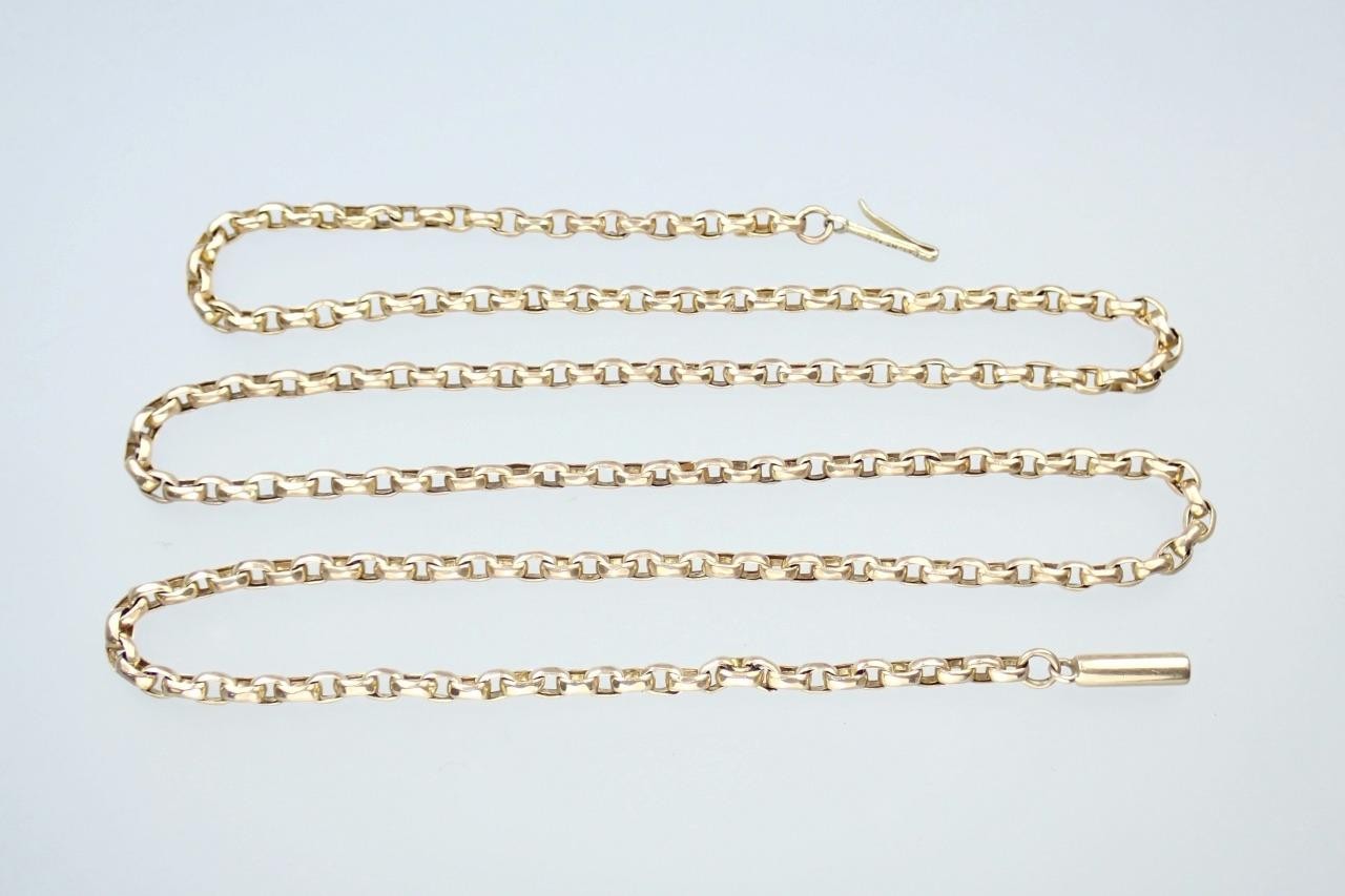 Lovely Antique Victorian 21” Solid 9K Rose Gold 2.5mm Belcher Chain Necklace