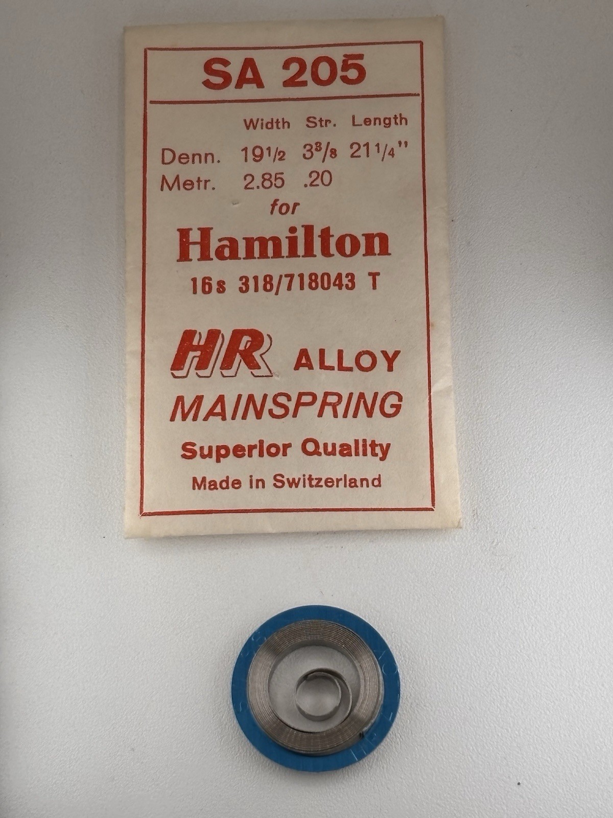 NOS HR SA205 Hamilton 16s 318 718043 T Alloy Mainspring Swiss